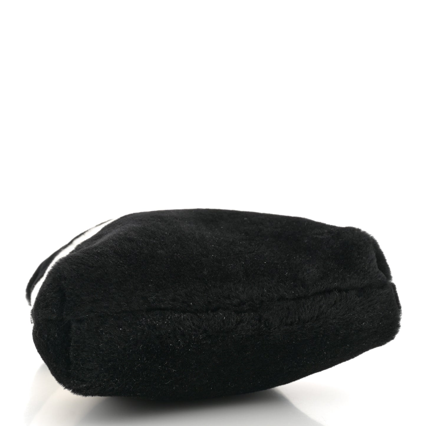 Shearling Checkered Drawstring Bag White Black