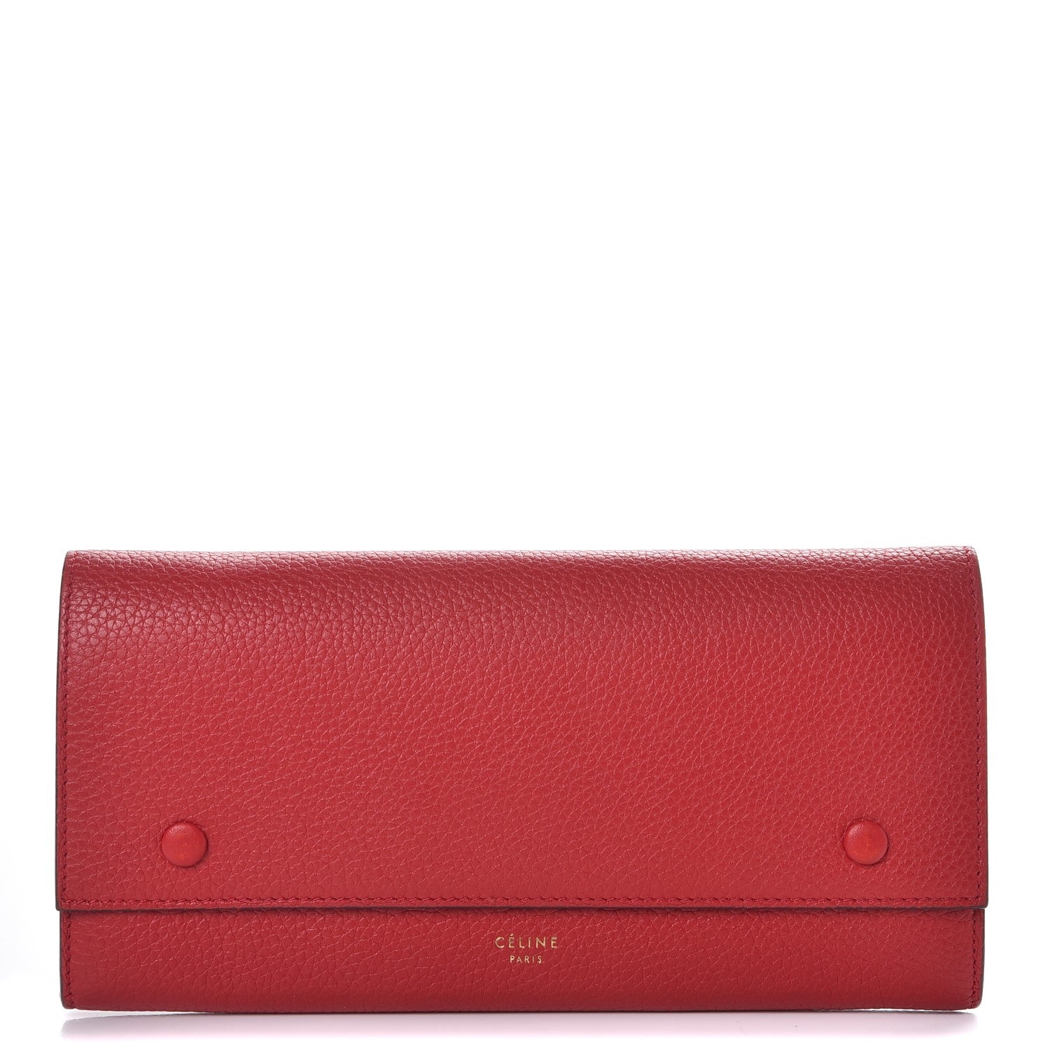 Celine Drummed Calfskin Large Multifunction Flap Wallet Coquelicot 1 of 11
