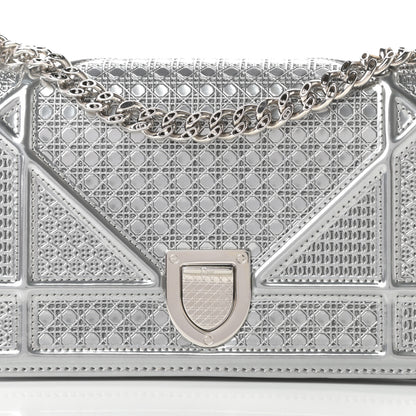 Christian Dior Metallic Patent Micro-Cannage Mini Diorama Flap Bag Silver 9 of 13