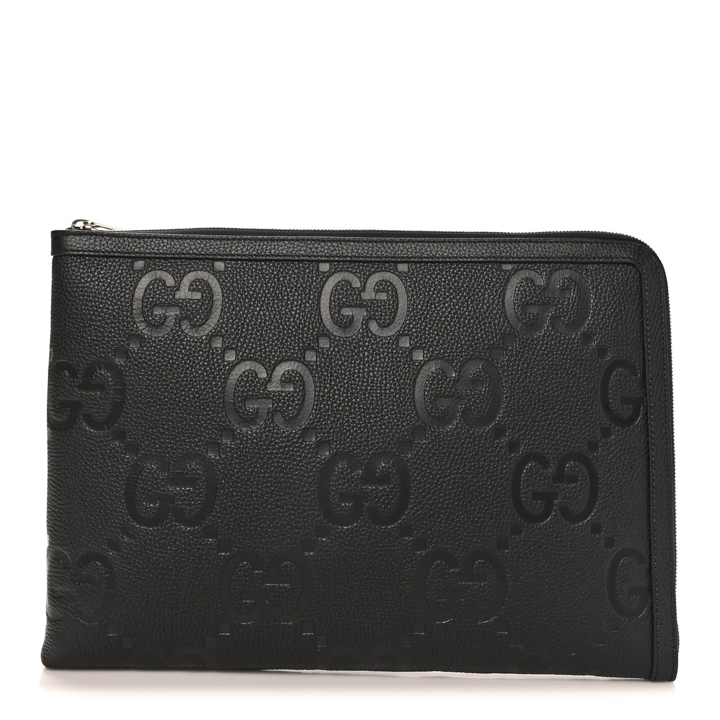 Piuma Calfskin Jumbo GG Embossed Document Case Black