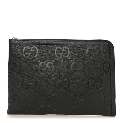 Gucci Piuma Calfskin Jumbo GG Embossed Document Case Black 1 of 7