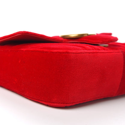 Gucci Velvet Matelasse Mini GG Marmont Shoulder Bag Hibiscus Red 7 of 9