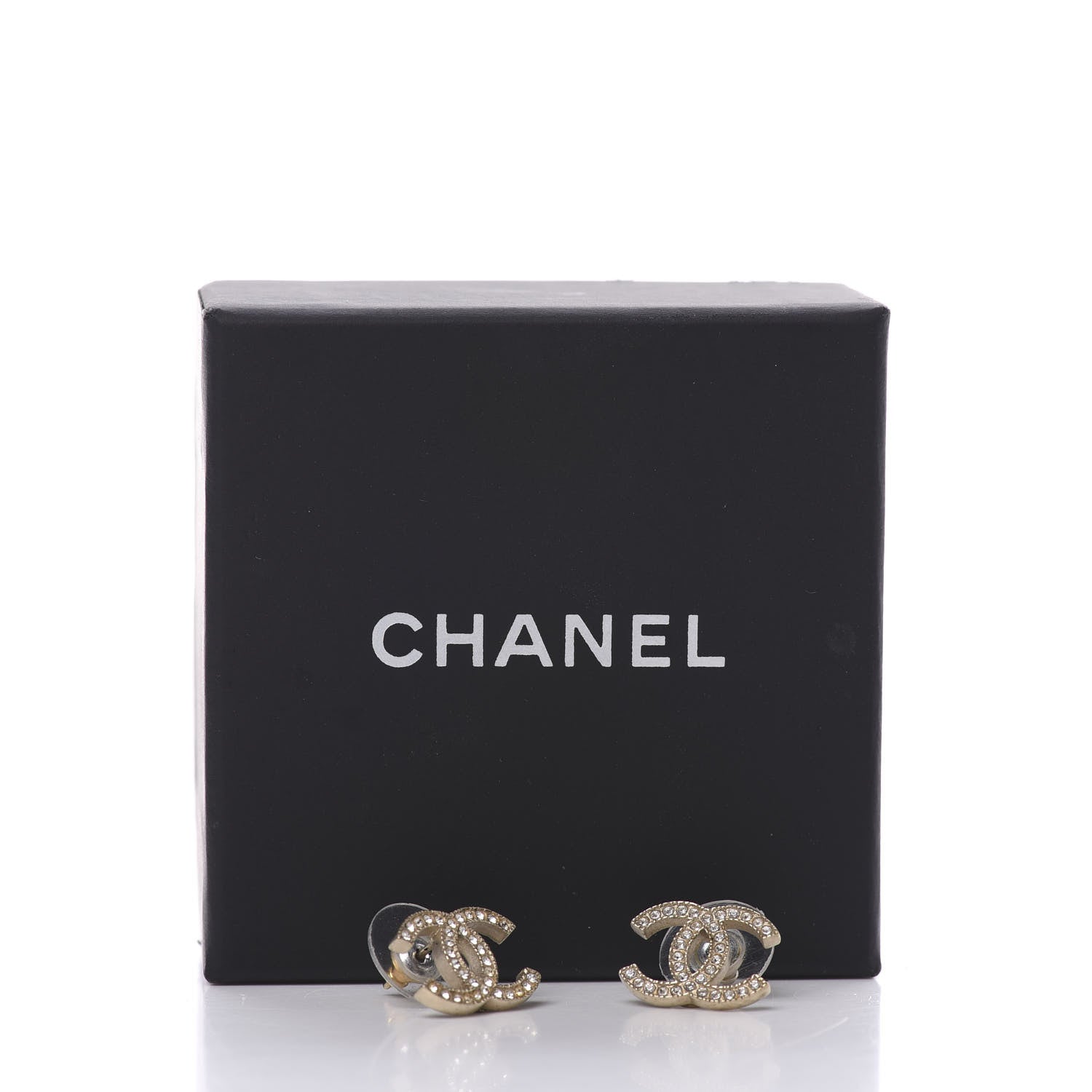 Chanel Crystal CC Earrings Gold 5 of 5