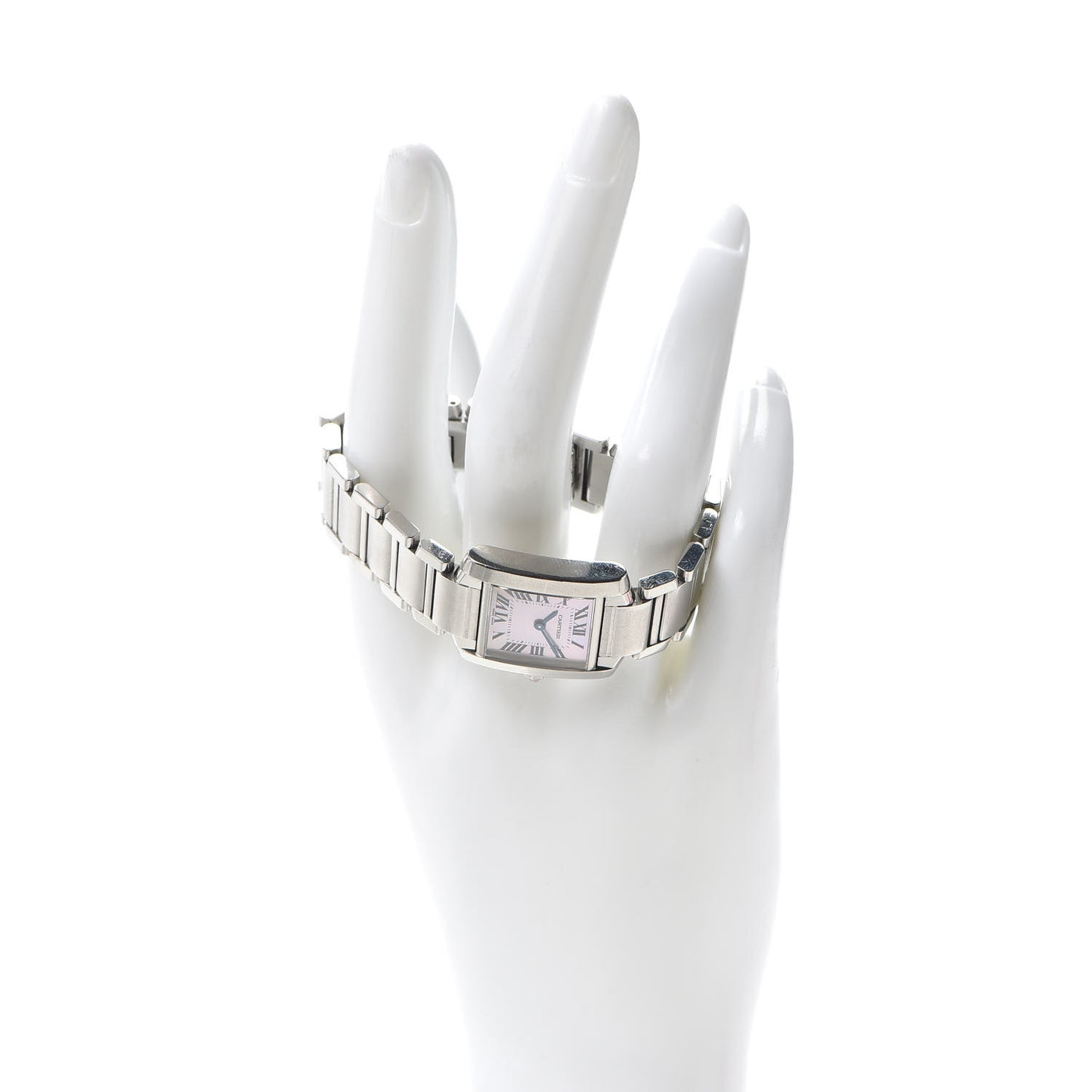 Stainless Steel Pink Mother of Pearl 20mm Tank Francaise Quartz Watch