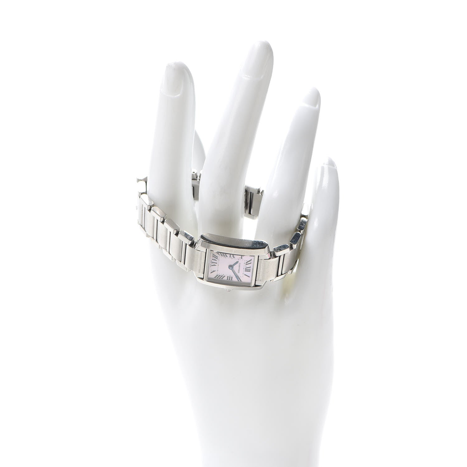 Cartier Stainless Steel Pink Mother of Pearl 20mm Tank Francaise Quartz Watch 2 of 7