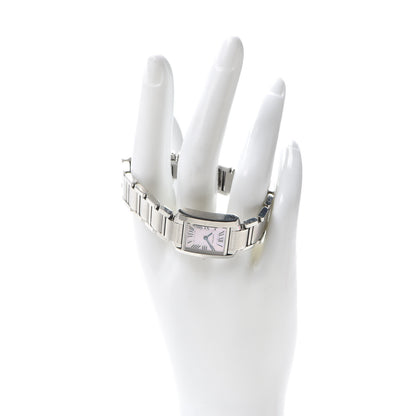 Cartier Stainless Steel Pink Mother of Pearl 20mm Tank Francaise Quartz Watch 2 of 7