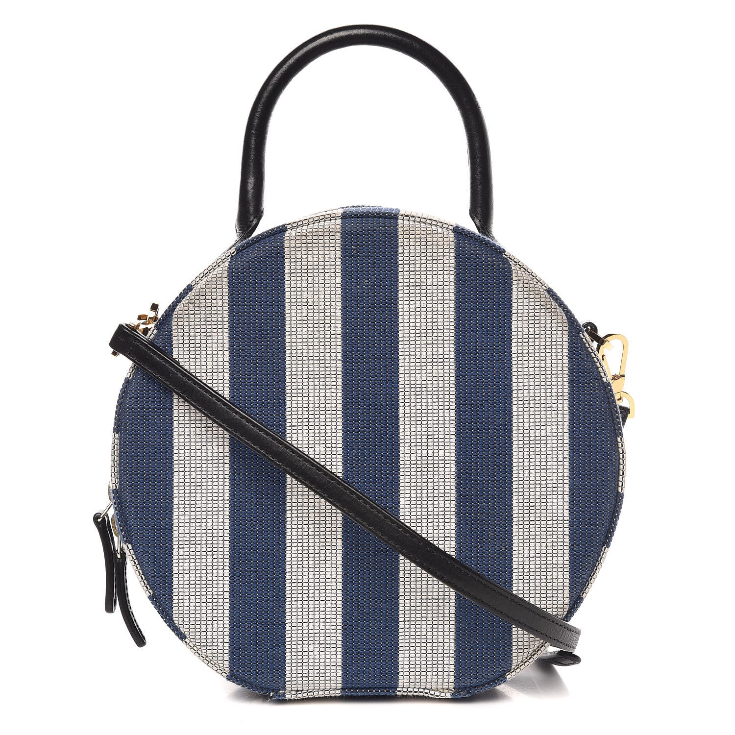 Mansur Gavriel Canvas Stripe Circle Crossbody Blue White 1 of 12
