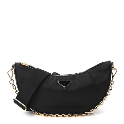 Prada Re-Nylon Saffiano Demi-lune Shoulder Bag Black 1 of 9