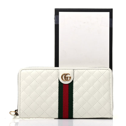 Gucci Calfskin Web Trapuntata GG Zip Around Wallet Off White 8 of 8
