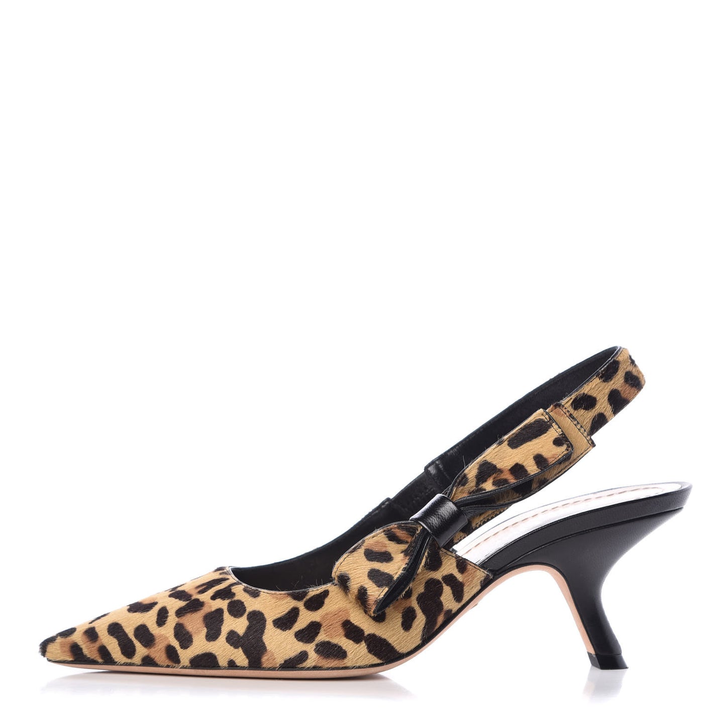 Calf Hair Lambskin Leopard Sweet D Slingback Pumps 37.5