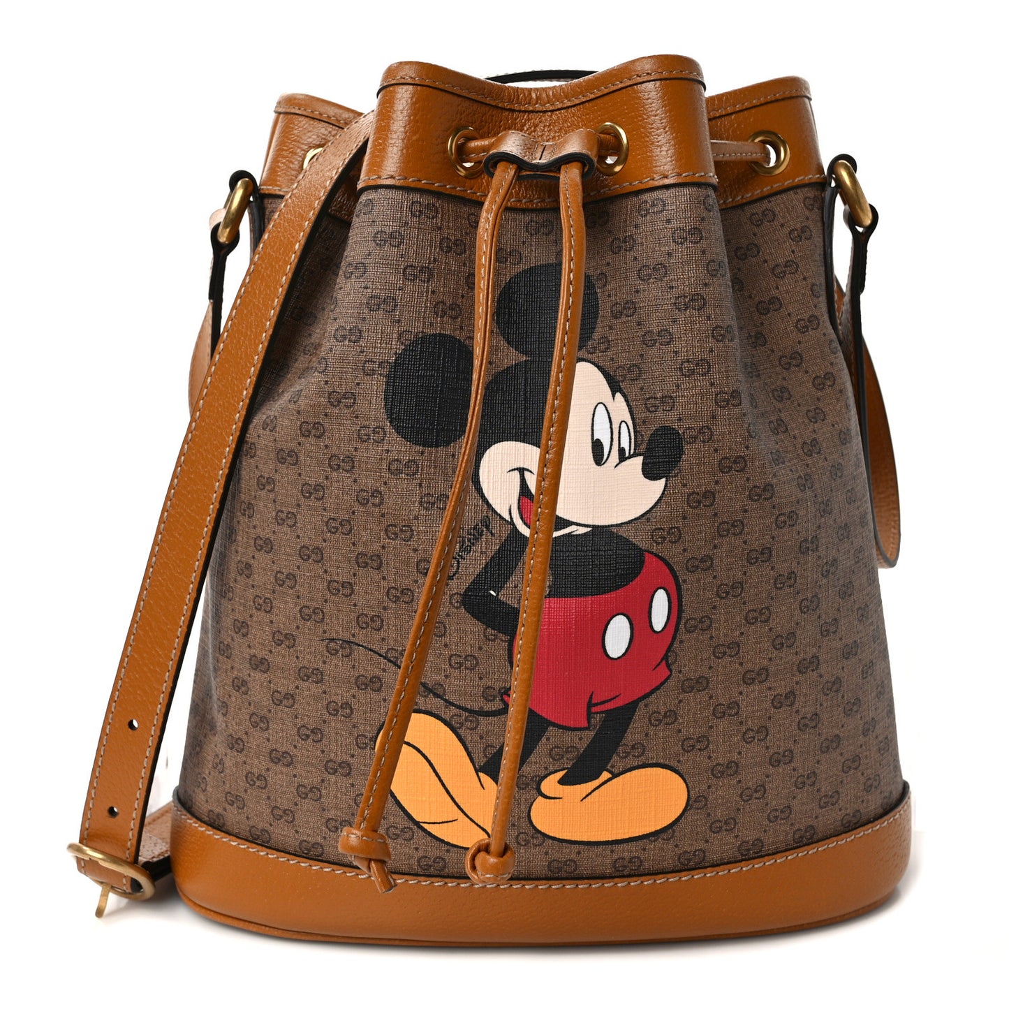 X DISNEY Mini Vintage GG Supreme Monogram Bucket Bag Beige Vintage Sun Oil