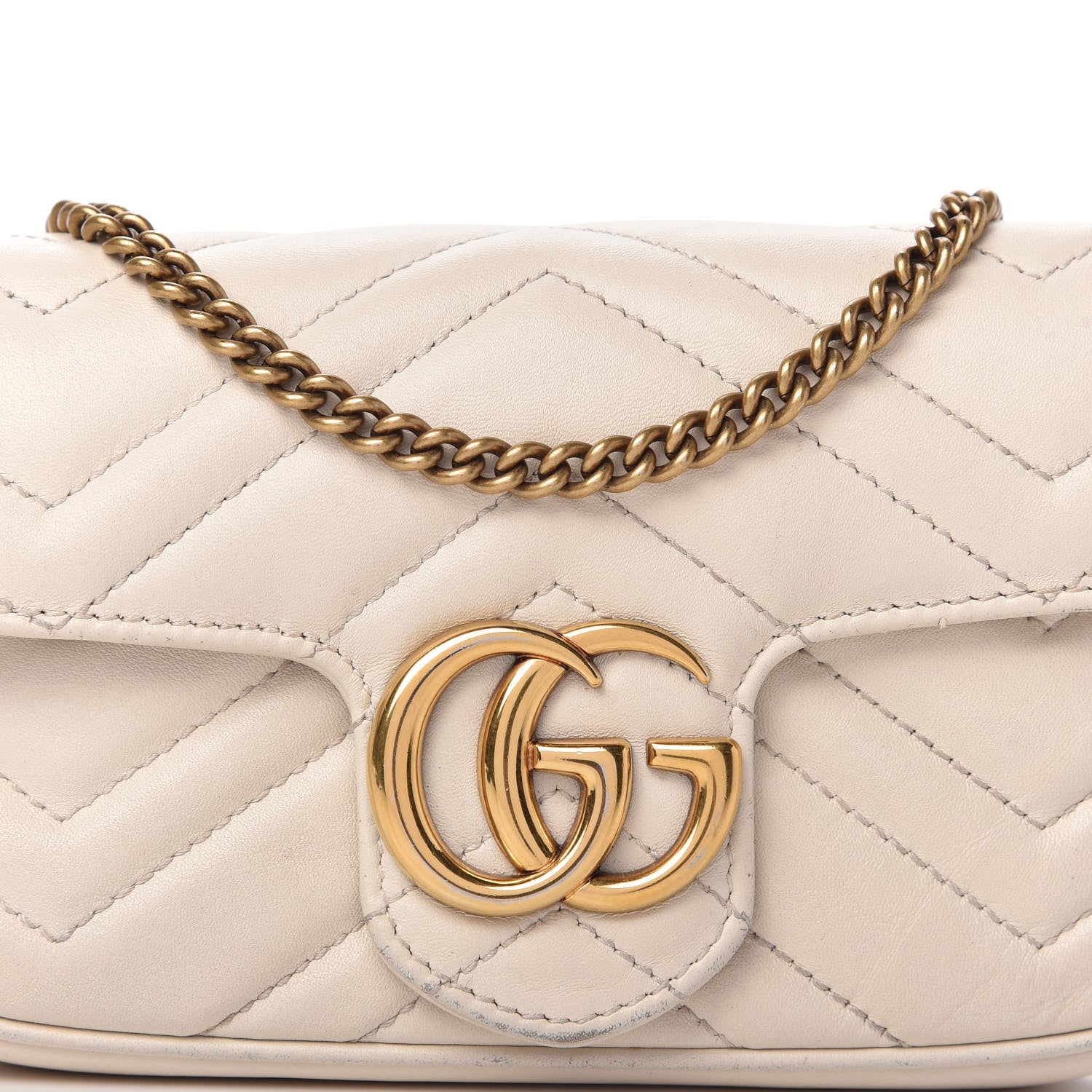 Gucci Calfskin Matelasse Super Mini GG Marmont Shoulder Bag White 10 of 10