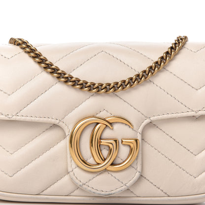 Gucci Calfskin Matelasse Super Mini GG Marmont Shoulder Bag White 10 of 10