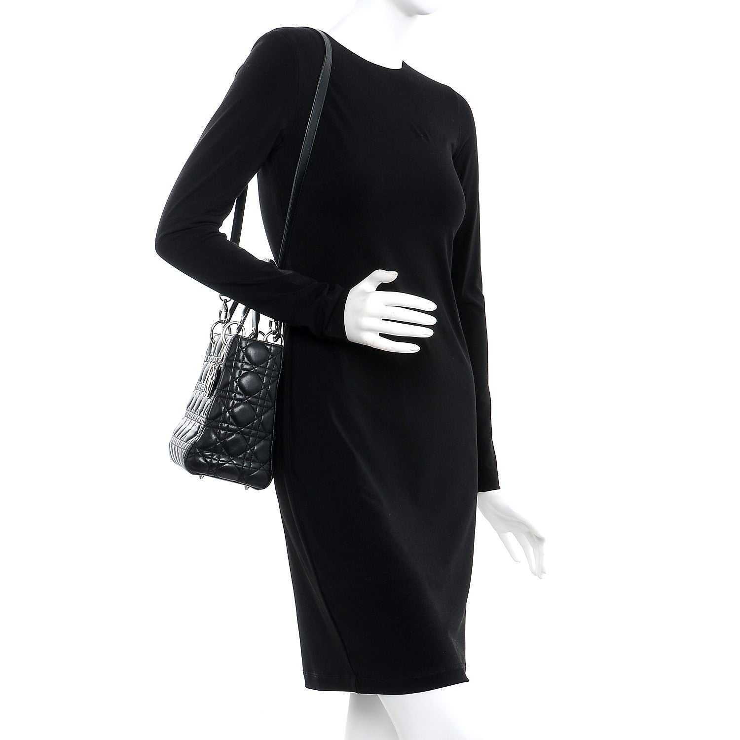 Christian Dior Lambskin Cannage Medium Lady Dior Black 2 of 9