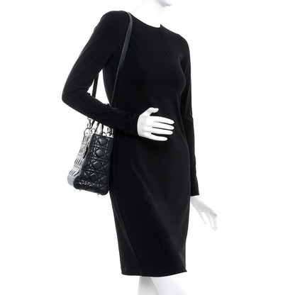 Christian Dior Lambskin Cannage Medium Lady Dior Black 2 of 9