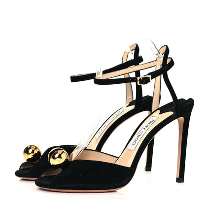Jimmy Choo Suede Sacora 100 Sandals 39 Black 3 of 7