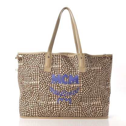 MCM Visetos Large Liz Reversible Shopper Tote Beige 9 of 14