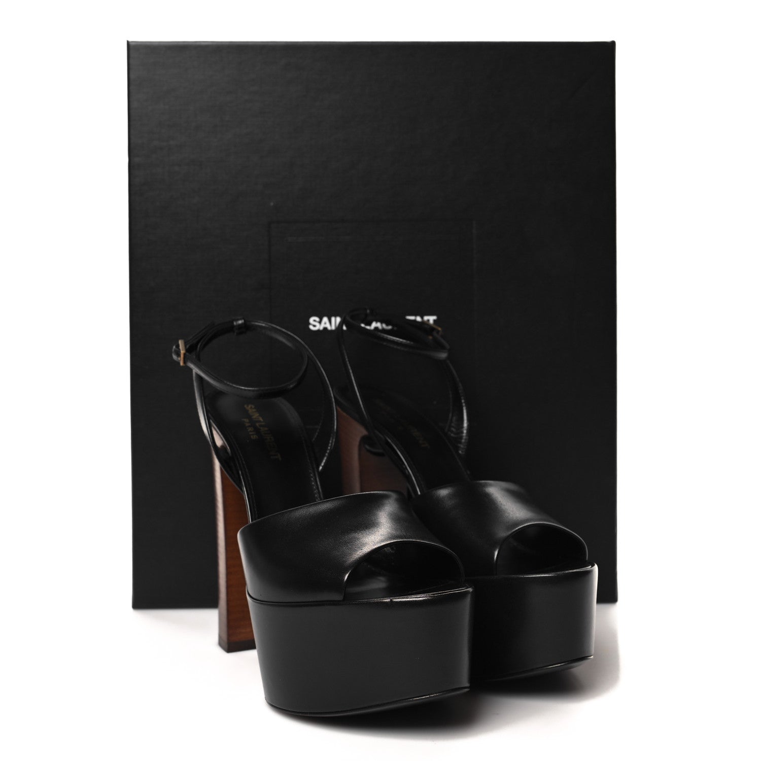 Saint Laurent Vitello Krisstal Jodie 95 Platform Sandals 37.5 Black 9 of 9