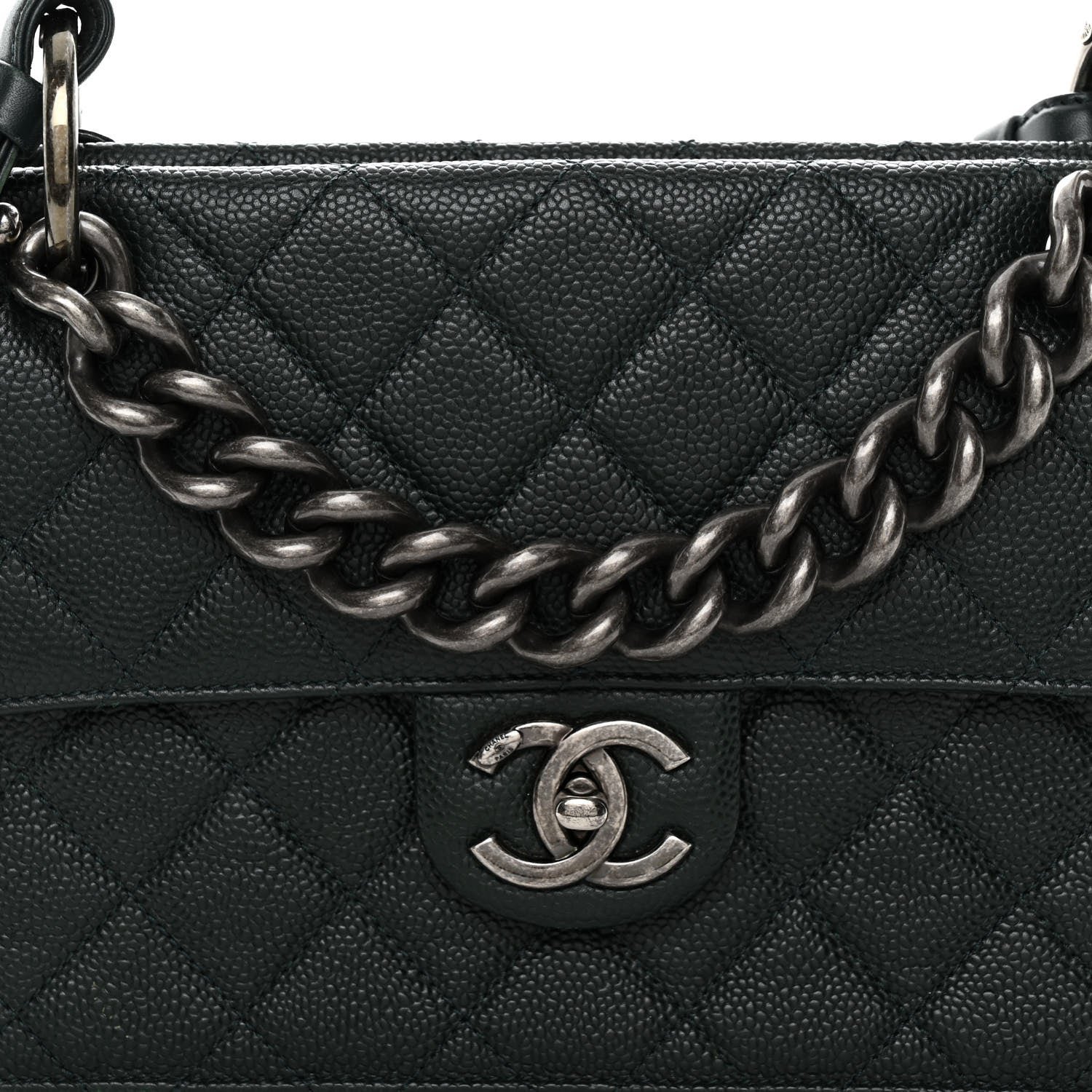 Chanel Caviar Quilted Medium Retro Class Flap Dark Green 8 of 11