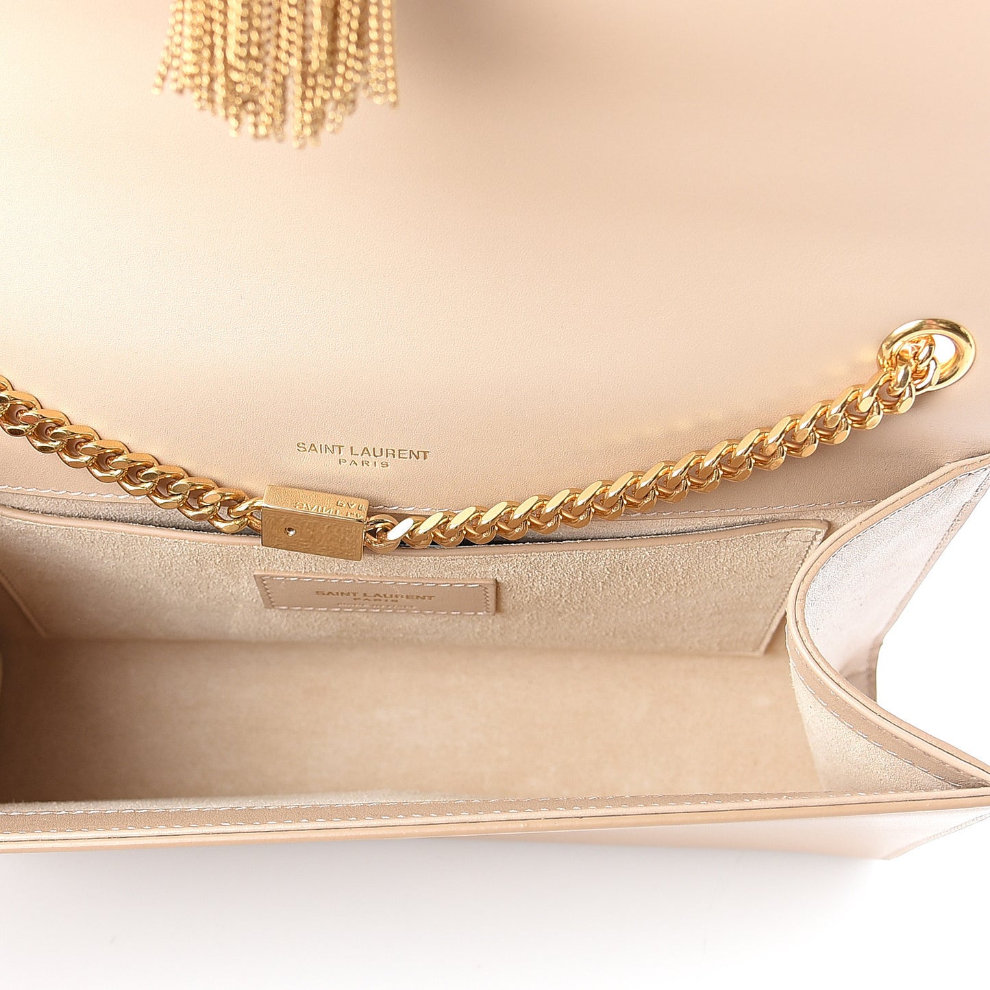 Smooth Calfskin Medium Classic Monogram Kate Tassel Satchel Nude Powder