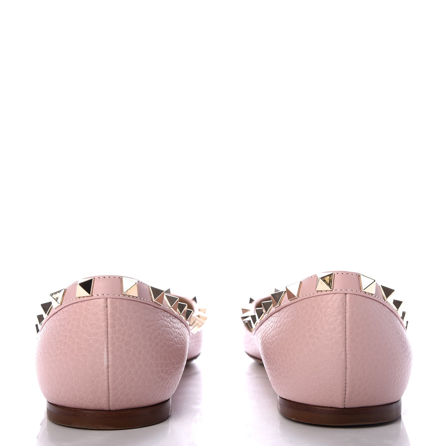 Valentino Garavani Pebbled Calfskin Rockstud Ballerina Flats 38 Pink 6 of 10
