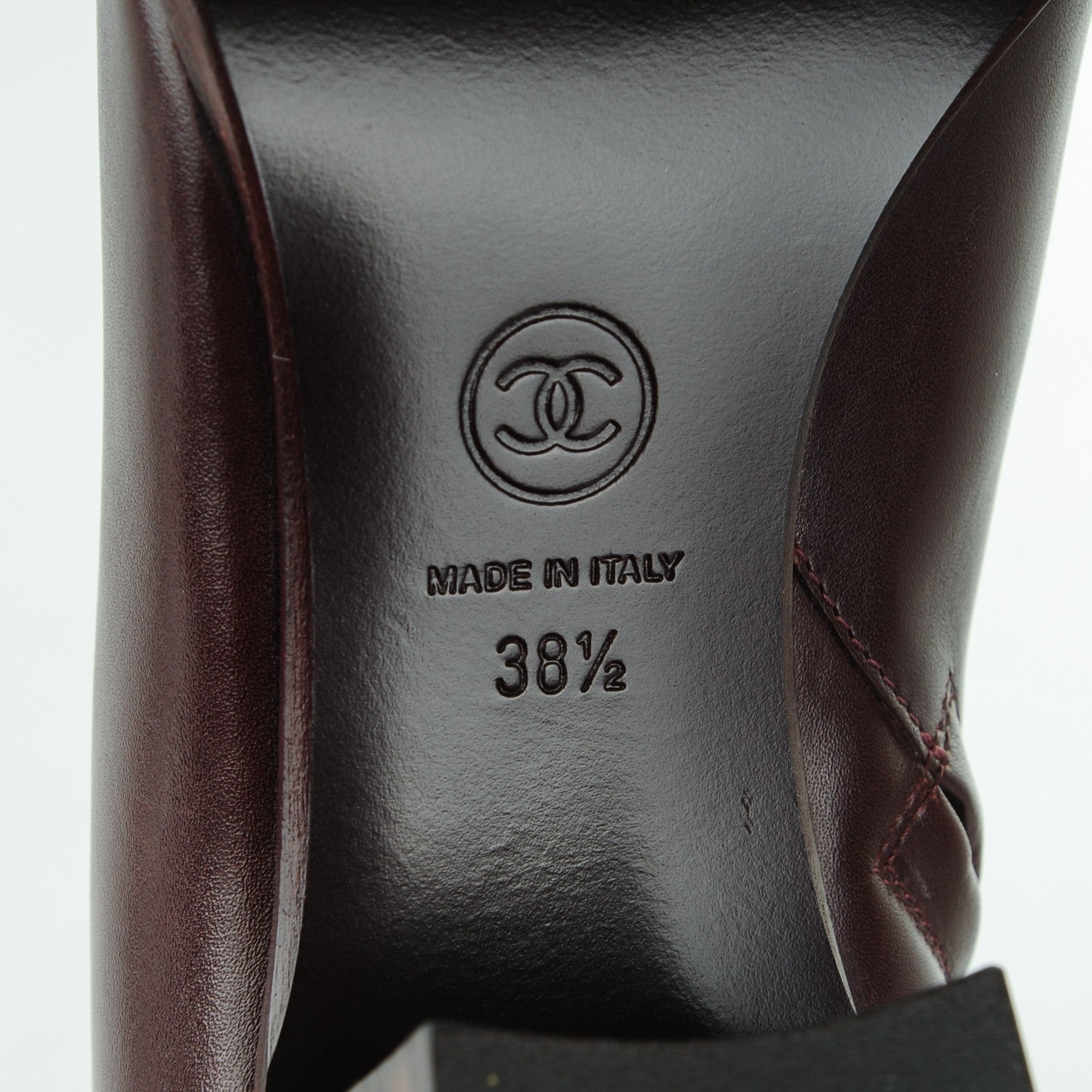 Chanel Lambskin CC Ankle Boots 38.5 Burgundy 7 of 8