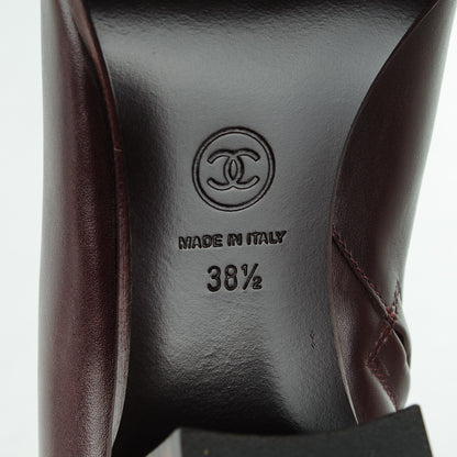 Chanel Lambskin CC Ankle Boots 38.5 Burgundy 7 of 8
