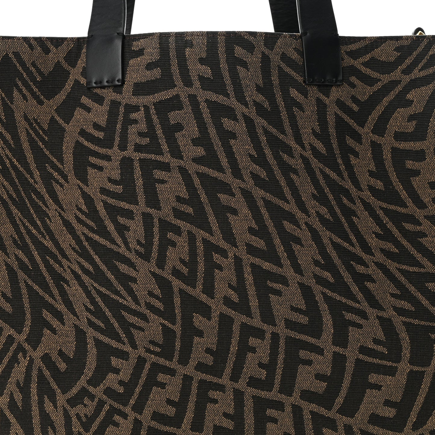 X SARAH COLEMAN Fabric Jacquard Vitello King FF Vertigo Shopping Tote Bag Tobacco Moro Black