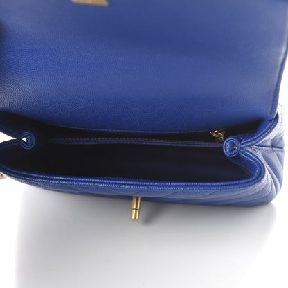 Chanel Caviar Chevron Quilted Mini Coco Handle Flap Blue 5 of 10