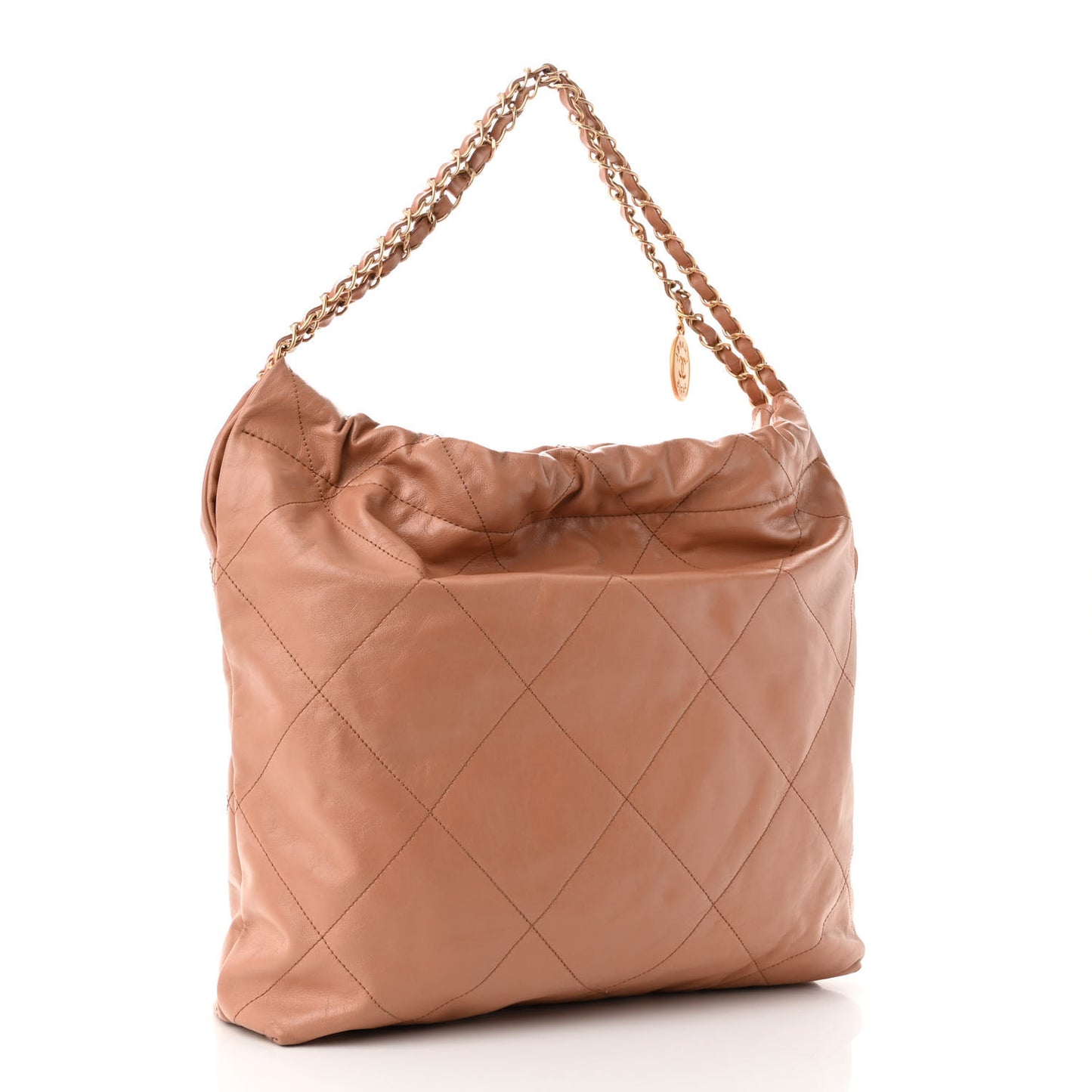Shiny Calfskin Quilted Chanel 22 Camel
