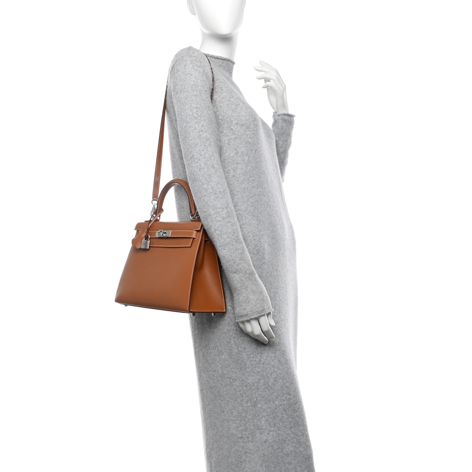 Hermes Madame Calfskin Kelly Sellier 28 Gold 2 of 11