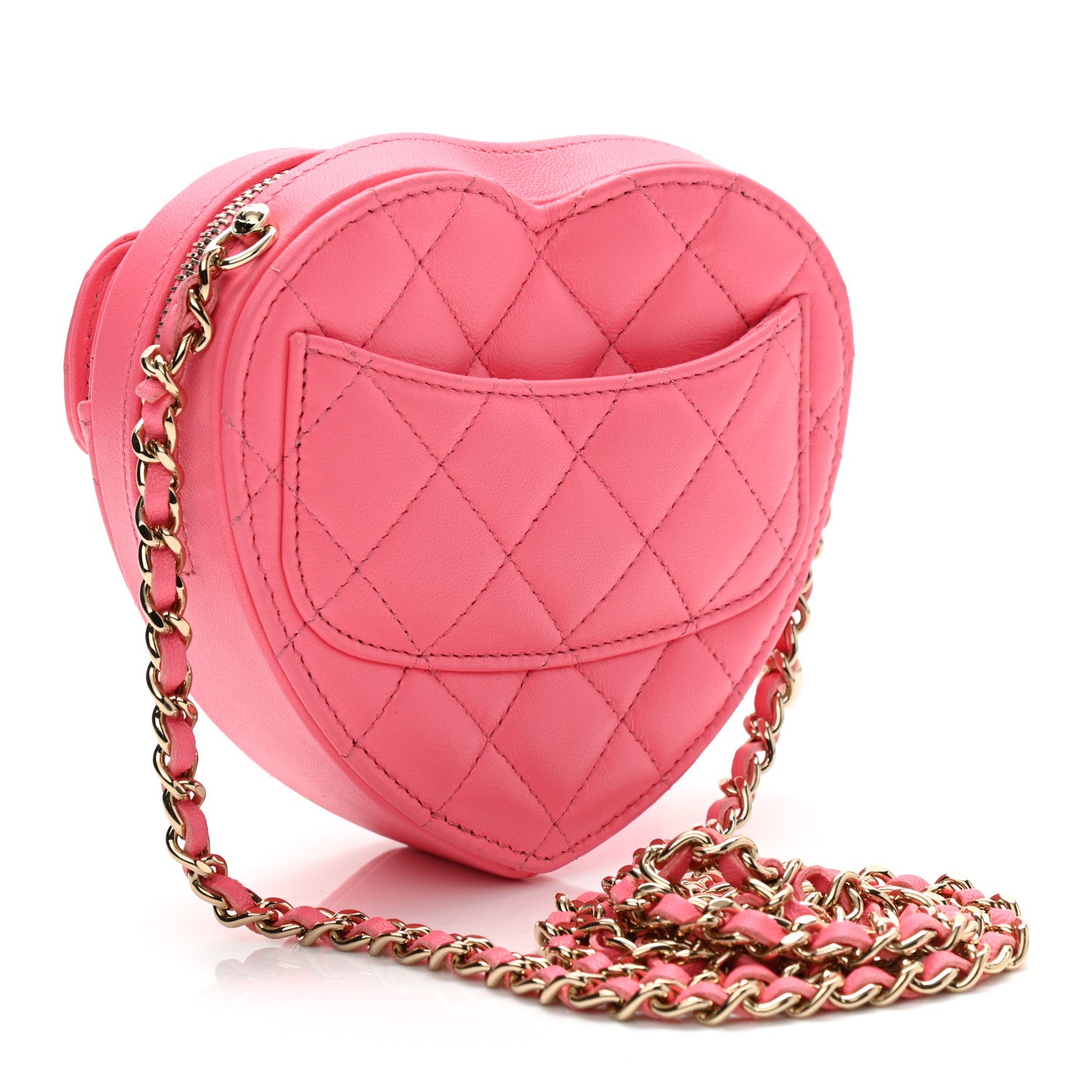 Chanel Lambskin Quilted CC In Love Heart Clutch With Chain Pink 3 of 11