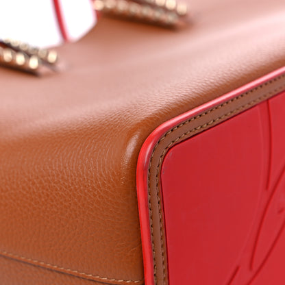 Christian Louboutin Calfskin Empire Spikes Small East West Cabata Tote Brown 8 of 13