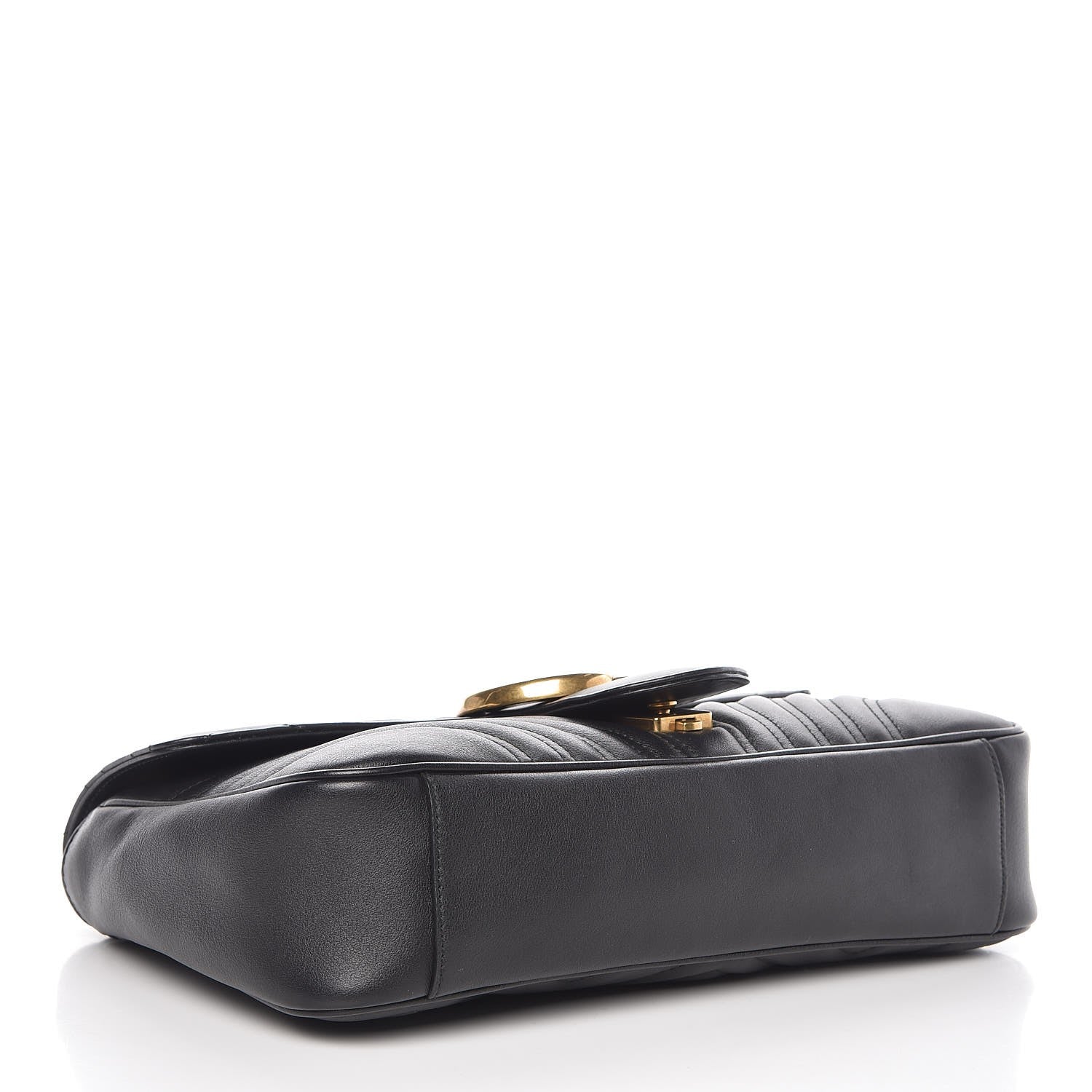 Gucci Calfskin Matelasse Medium GG Marmont Shoulder Bag Black 4 of 7