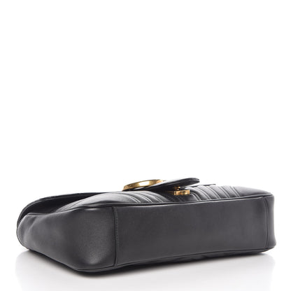 Gucci Calfskin Matelasse Medium GG Marmont Shoulder Bag Black 4 of 7