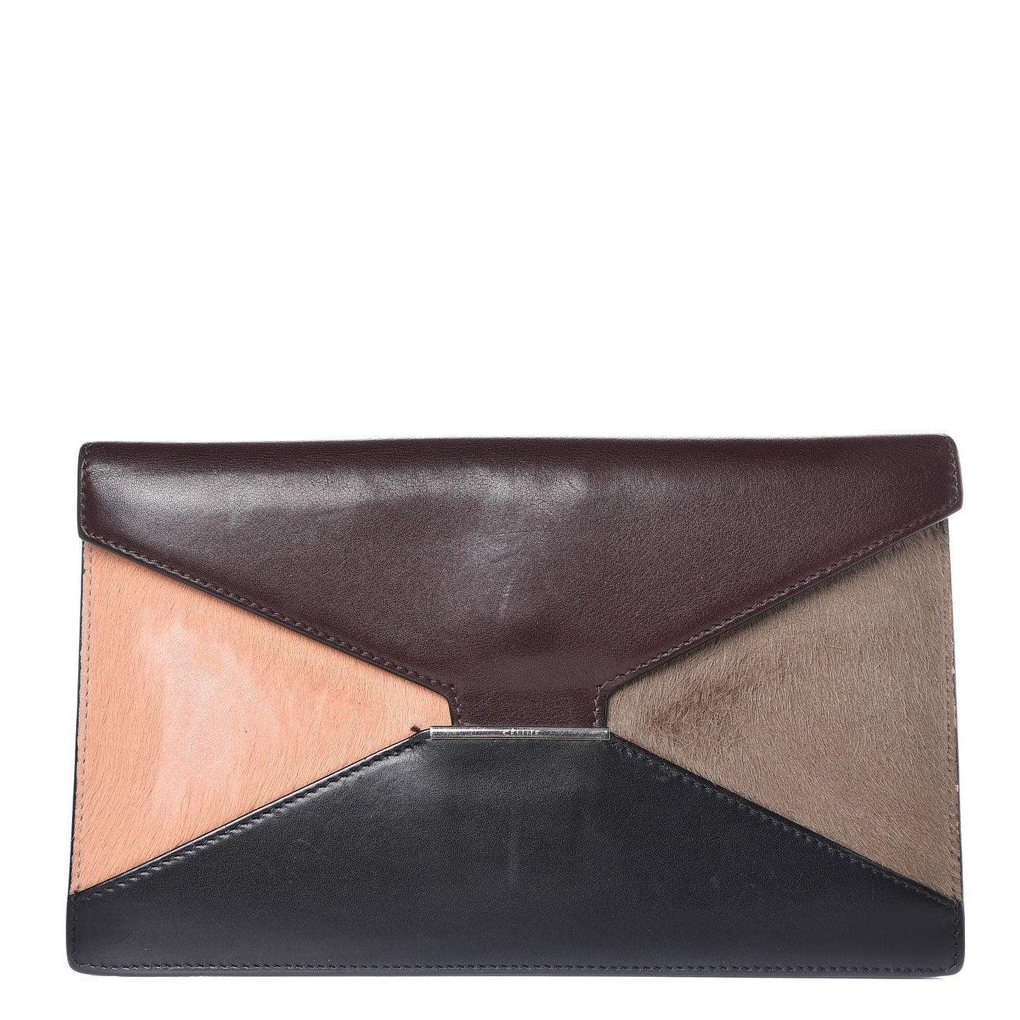 Pony Hair Calfskin Diamond Multifunction Wallet Burgundy