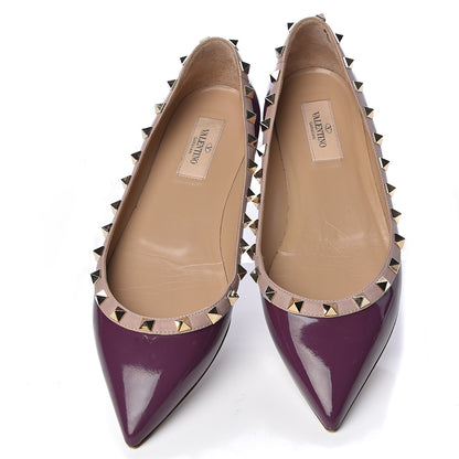Valentino Garavani Patent Rockstud Ballerina Flats 38.5 Purple Poudre 7 of 20
