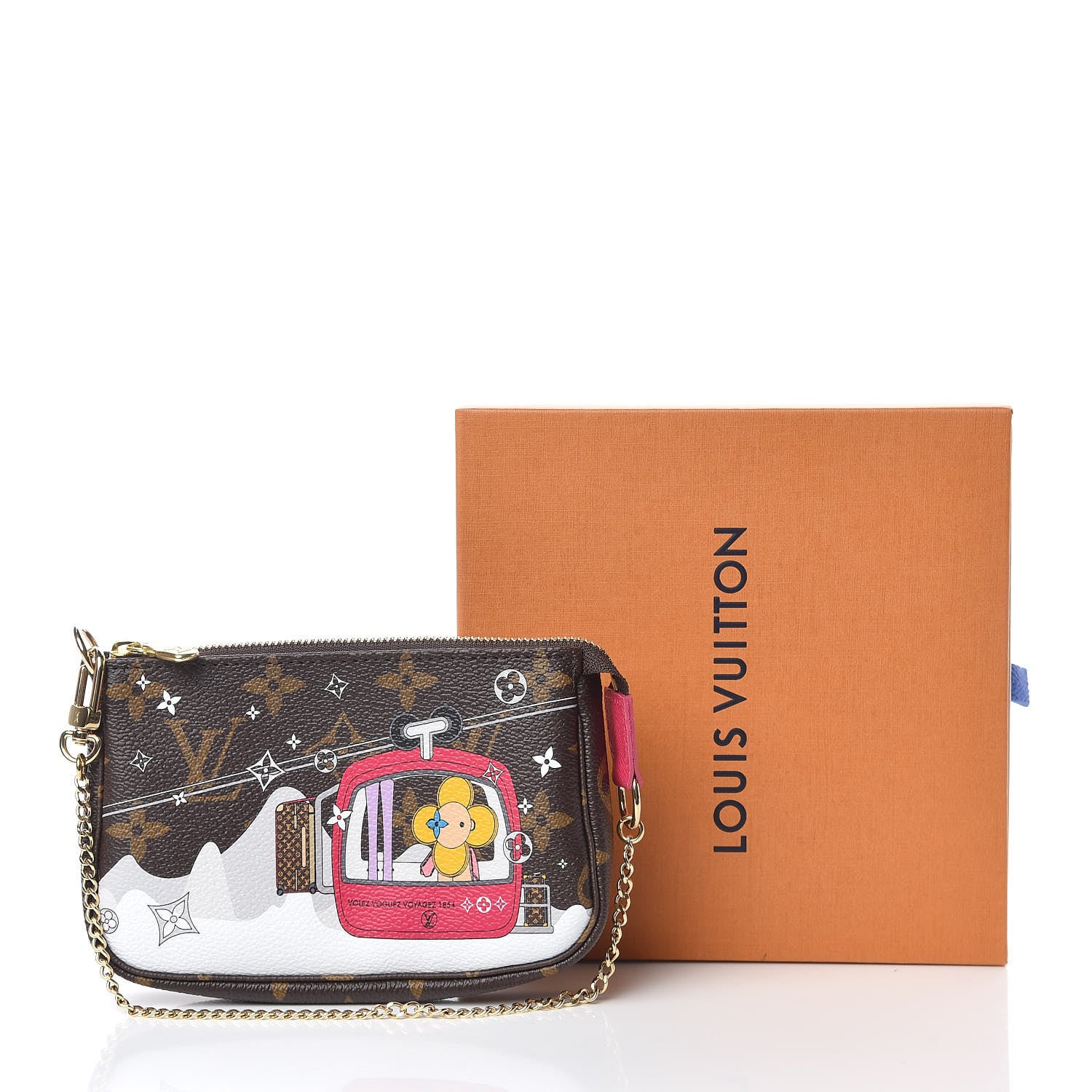 Louis Vuitton Monogram 2019 Christmas Animation Mini Courchevel Pochette Accessories Fuchsia 8 of 8