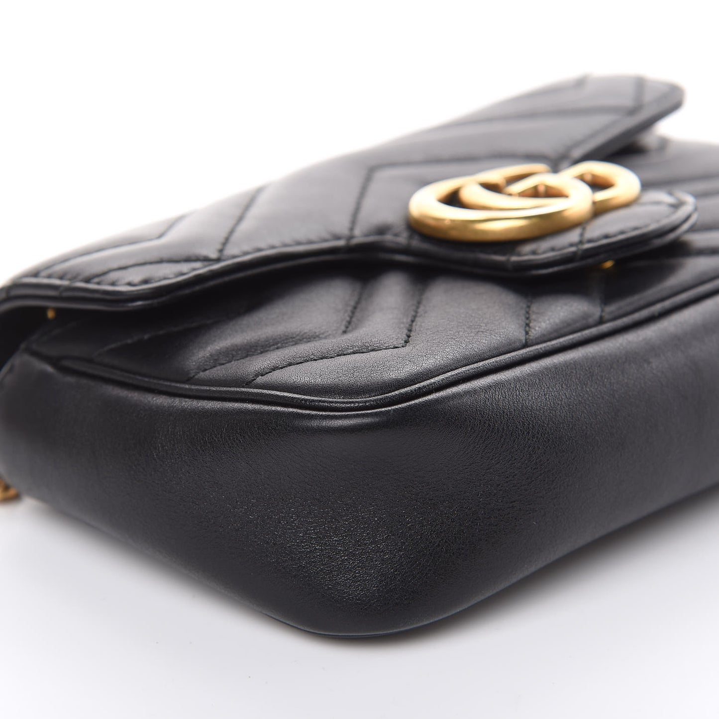 Calfskin Matelasse Super Mini GG Marmont Shoulder Bag Black