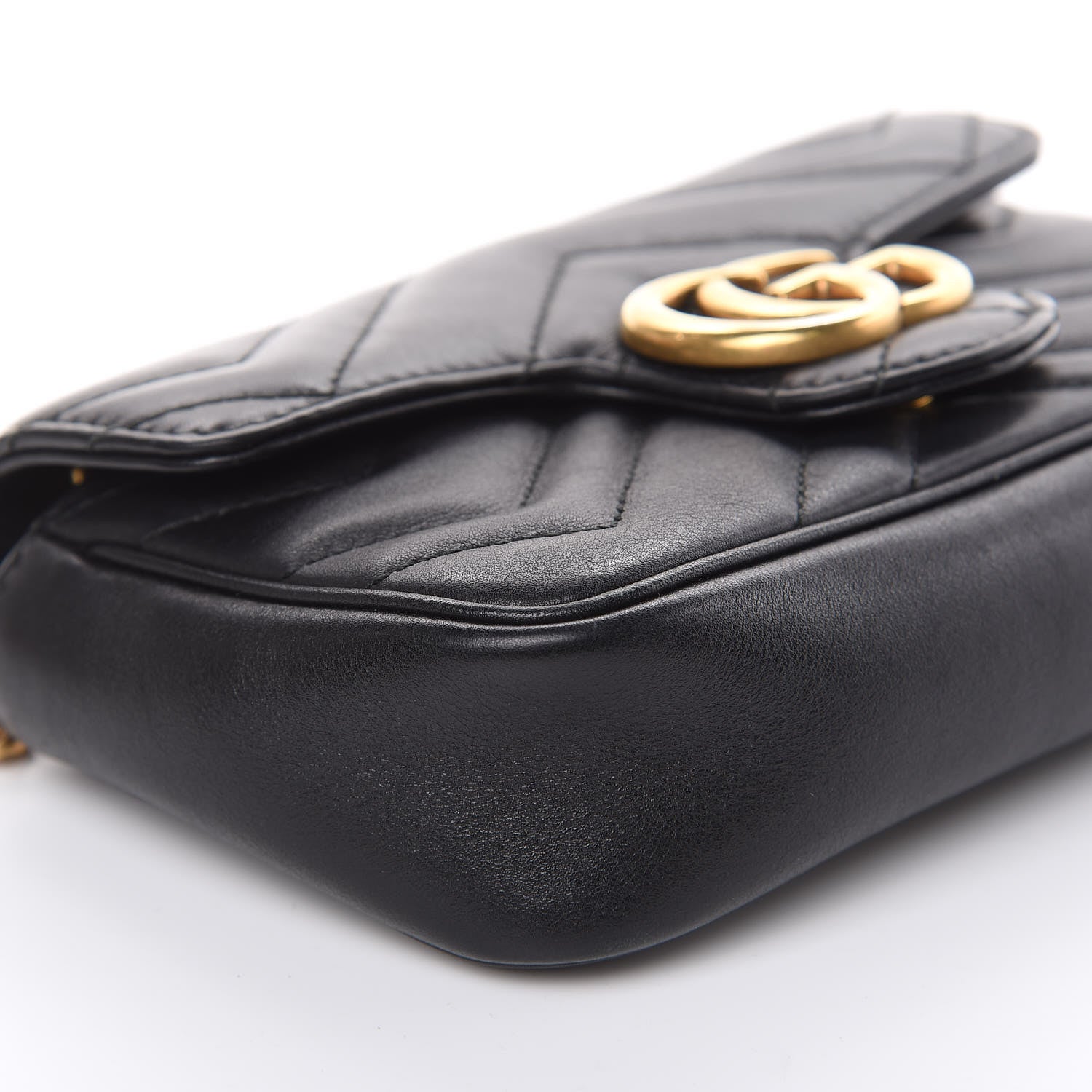 Gucci Calfskin Matelasse Super Mini GG Marmont Shoulder Bag Black 8 of 13