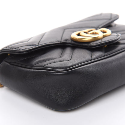 Gucci Calfskin Matelasse Super Mini GG Marmont Shoulder Bag Black 8 of 13