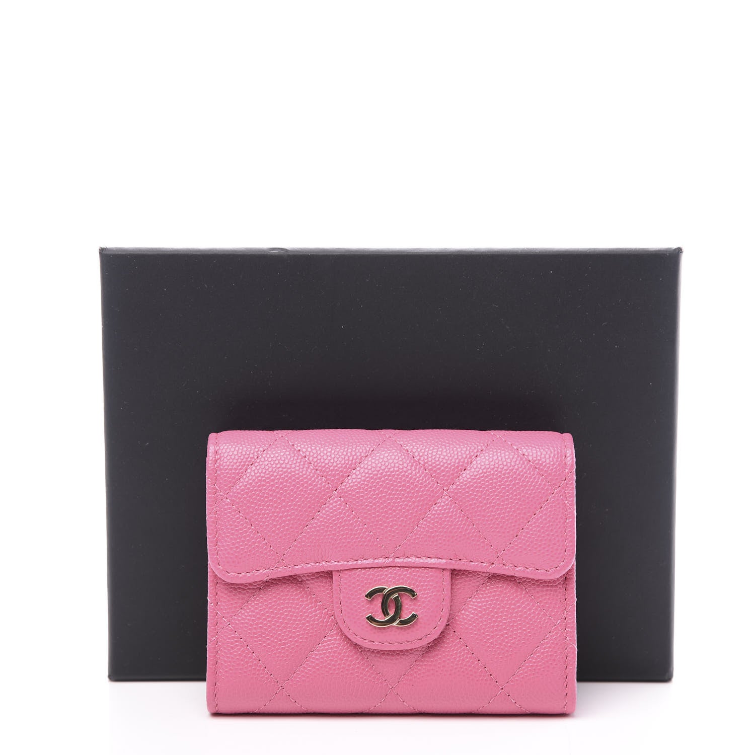 Chanel Caviar Quilted Flap Card Holder Wallet Pink 10 of 10