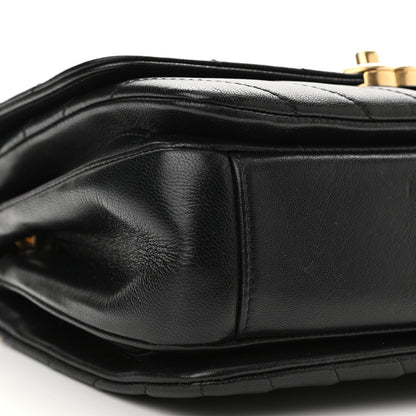 Chanel Lambskin Chevron Quilted Gold Top Handle Flap Bag Black 9 of 10