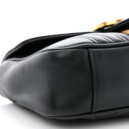 Gucci Calfskin Matelasse Mini GG Marmont Shoulder Bag Black 9 of 11