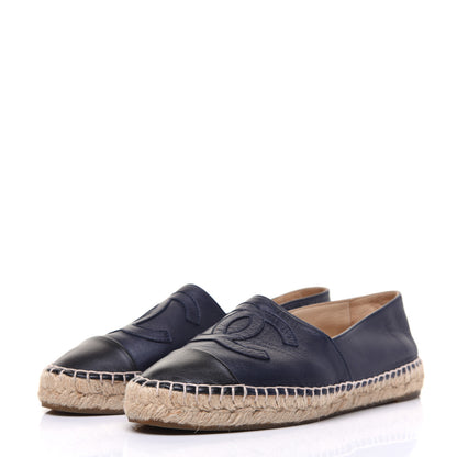 Chanel Lambskin CC Espadrilles 38 Navy Black 3 of 12