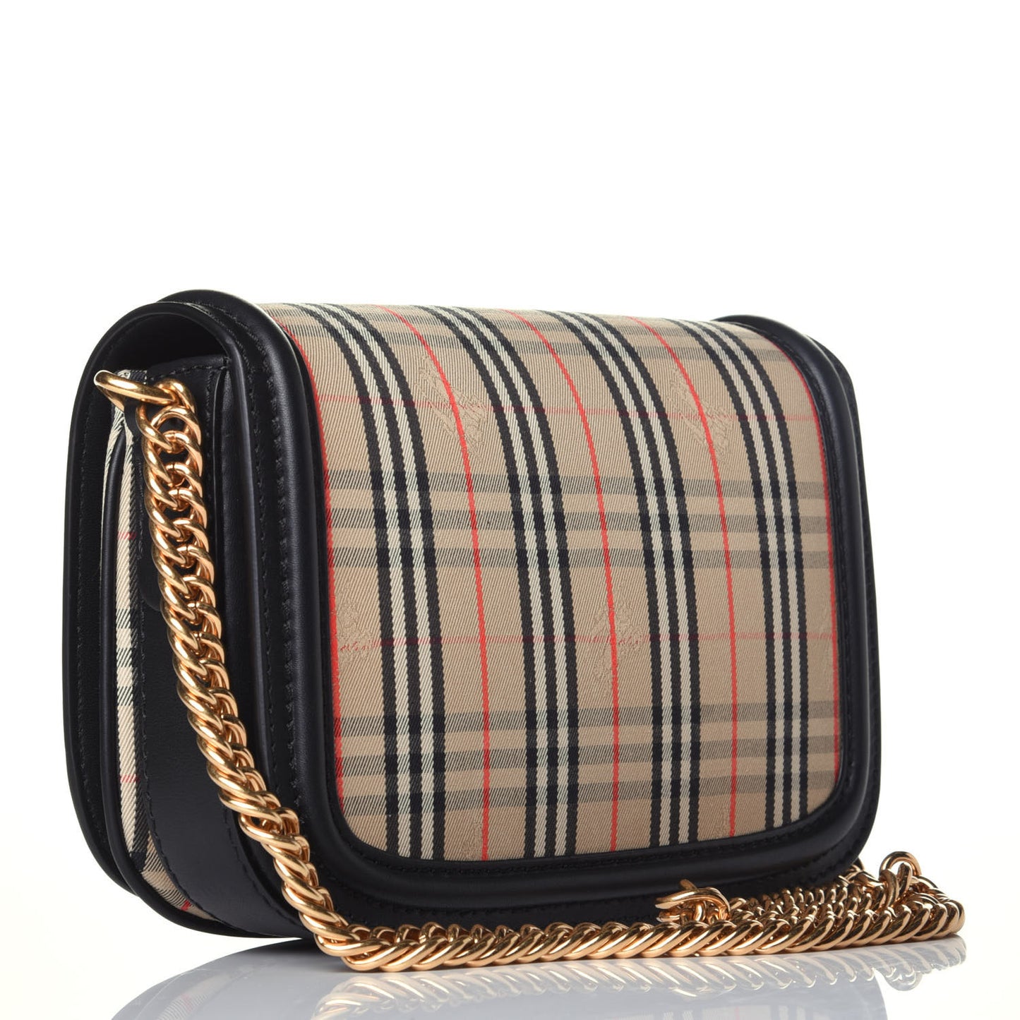Smooth Calfskin 1983 Knight Check Link Shoulder Bag Black