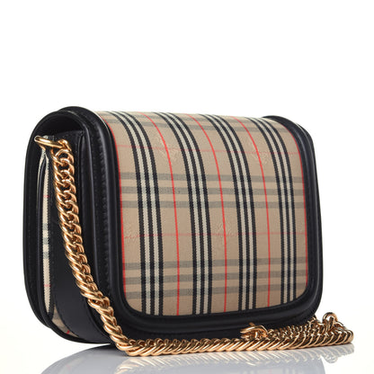 Burberry Smooth Calfskin 1983 Knight Check Link Shoulder Bag Black 3 of 9
