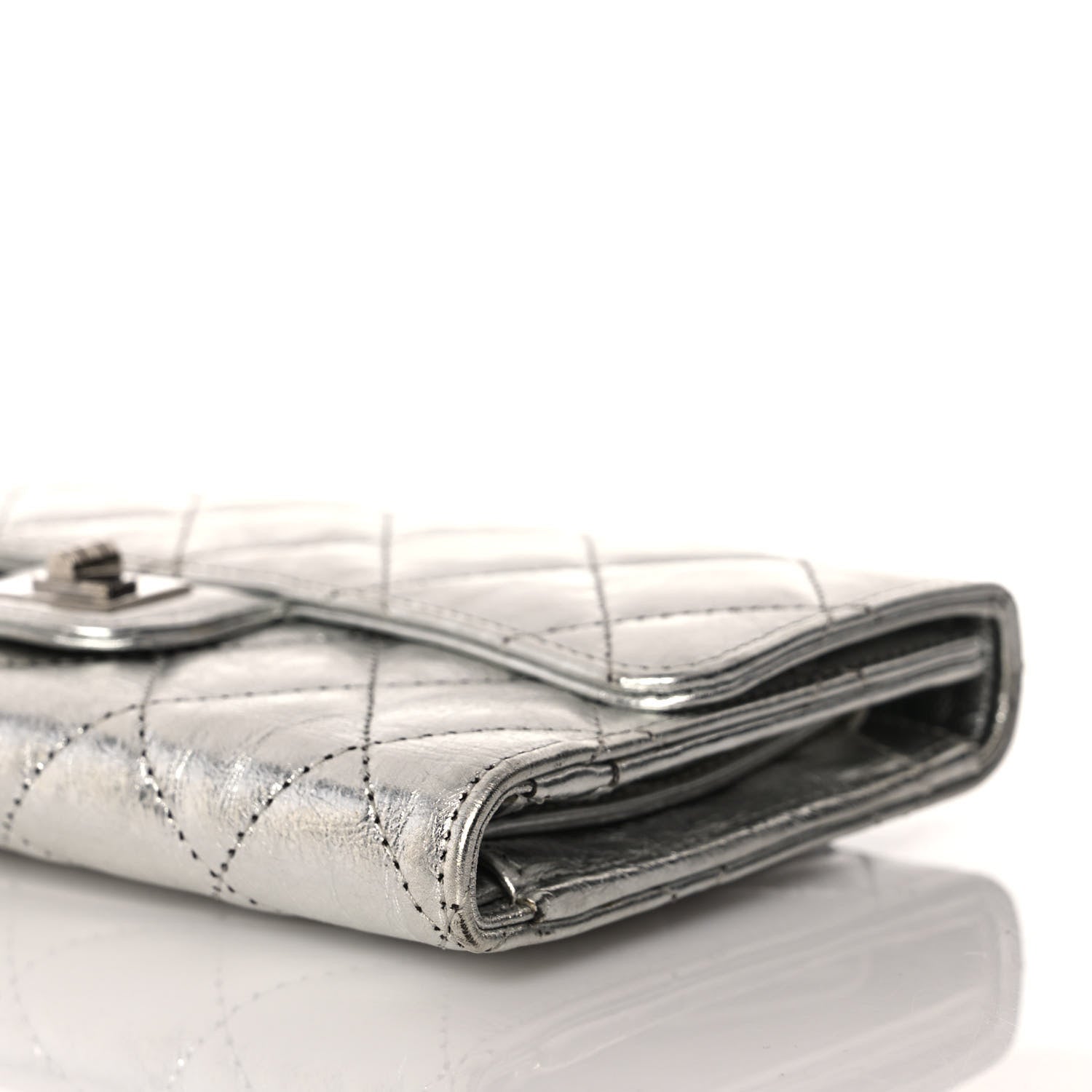 Chanel Metallic Aged Calfskin Quilted Reissue Long Flap Wallet Light Silver 10 of 11
