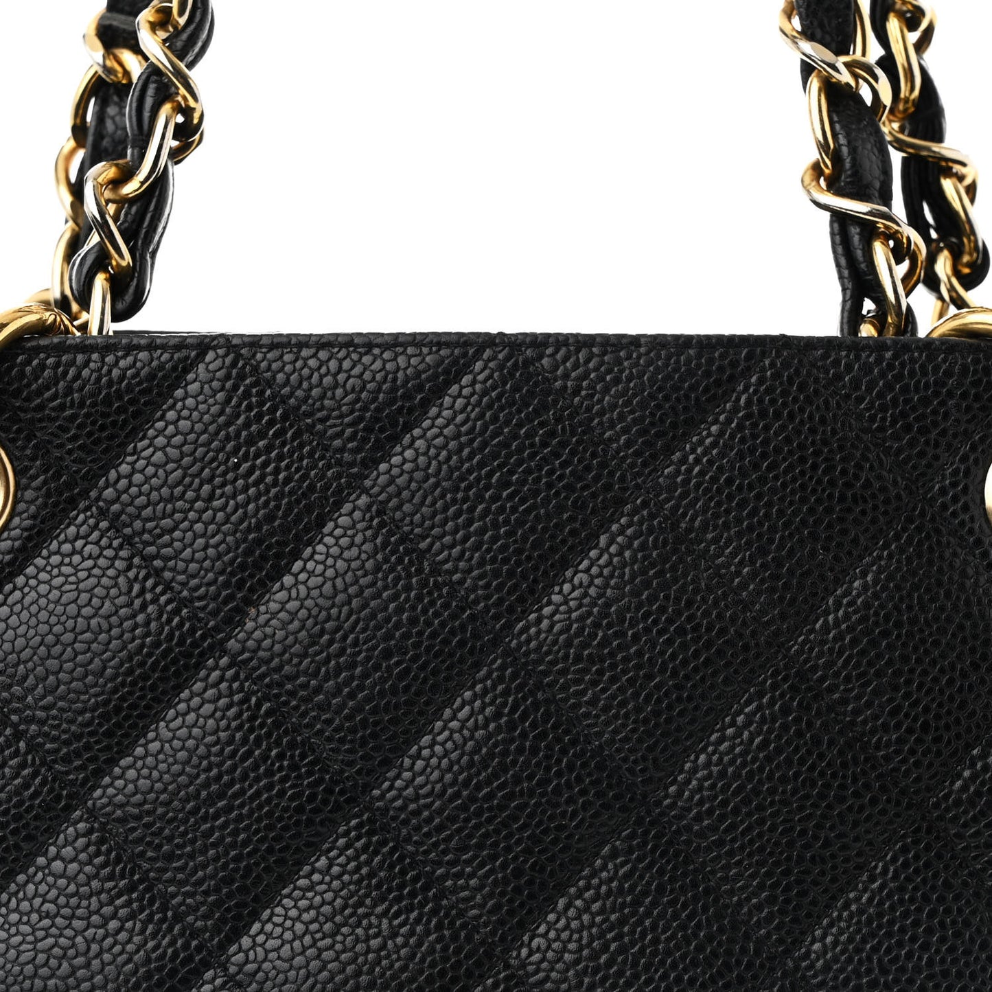 Caviar Quilted Petit Shopping Tote PST Black