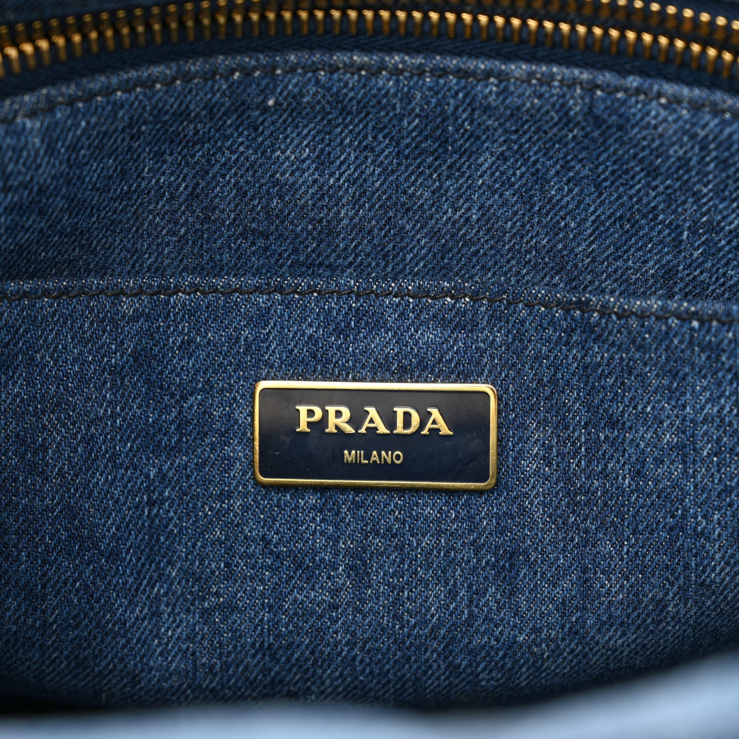 Denim Small Logo Tote Bleu